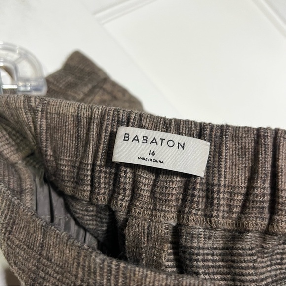 Babaton Aritzia Cohen Pants Pleated Glen Plaid CASHMERE Check Tan Size 16 Career - Picture 9 of 11